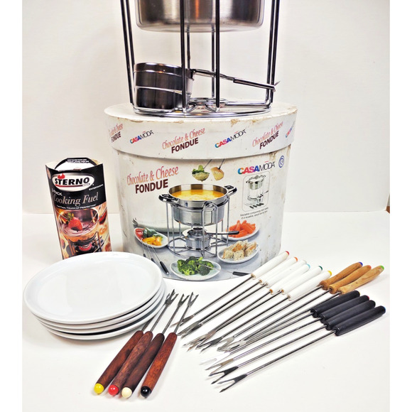 Casa Moda Buffet Fondue Set Chocolate and Cheese Stainless Steel 24Pc + Extras - Picture 8 of 9